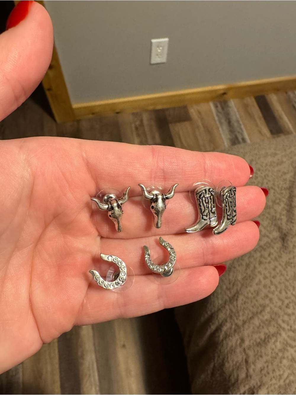 T.J.Maxx Silver Western Charm Earring Trio